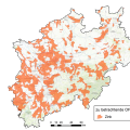 Eine Karte zeigt die zahlreichen zu betrachtenden zinkbelasteten Wasserkörper in NRW. Der westliche Teil von NRW ist etwas weniger betroffen.