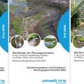 Es sind die drei Titelseiten der Planungseinheiten-Steckbriefe Ems NRW, Erft und Wupper abgebildet.