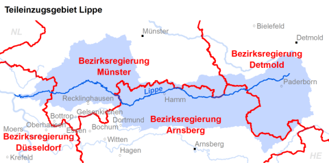 
		Zuständigkeiten im Teileinzugsgebiet Lippe. Quelle: MUNLV NRW
	