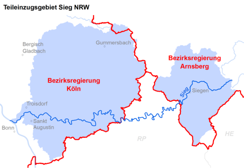 
		Zuständigkeiten im Teileinzugsgebiet Sieg NRW. Quelle: MULNV NRW
	