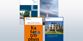 Titelseiten von vier Broschüren zur private Starkregenvorsorge